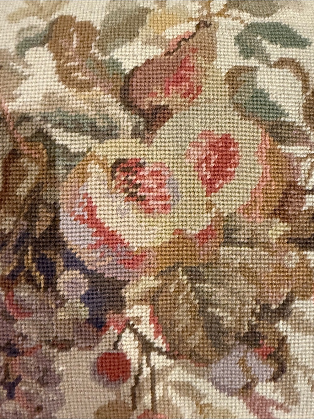 Floral Needlepoint Tassel Throw Pillow - Cream, Multicolor - Picture 2 of 4